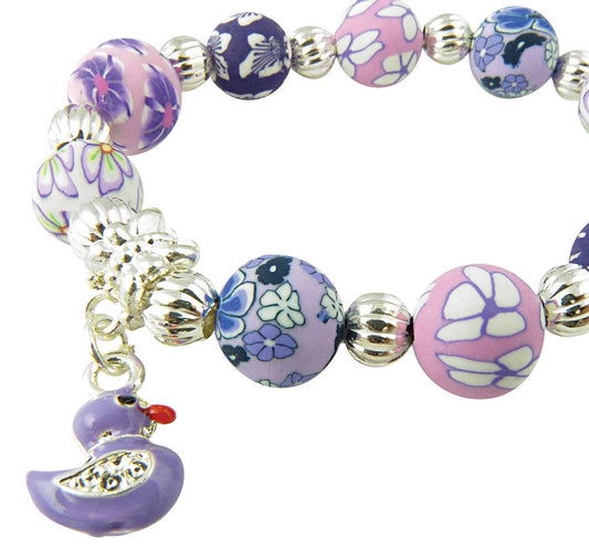 Girl's Jewelry Bracelet with Duckie Charm - Purple