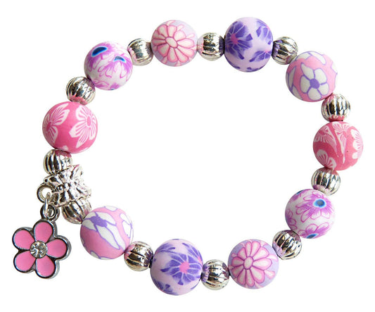 Girl's Jewelry Bracelet with Pink Flower Charm