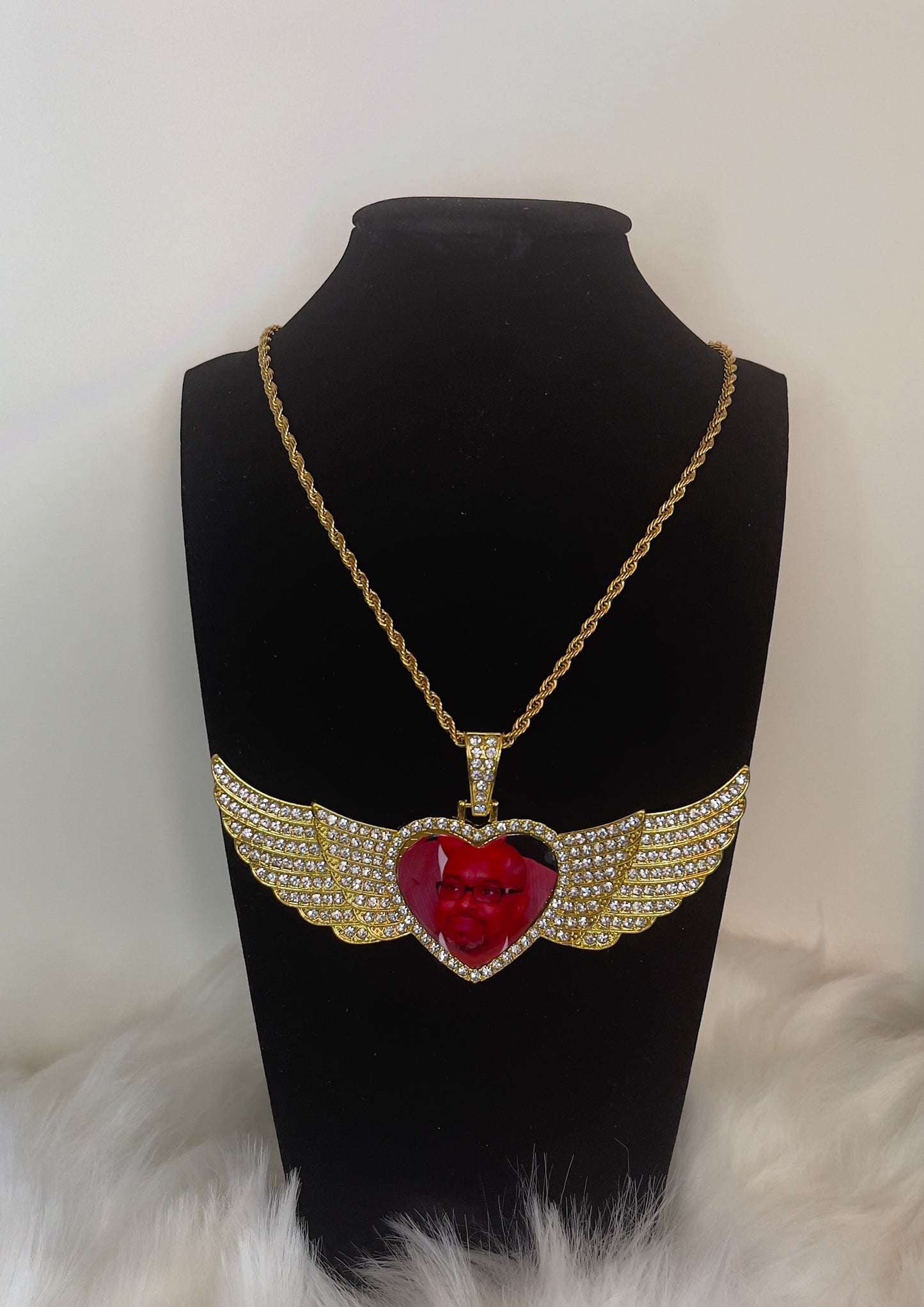 Angel Wing Statement Necklace (Heart)
